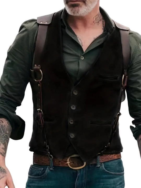 Herre V-hals Reversibel Vest i Vintage Stil 0