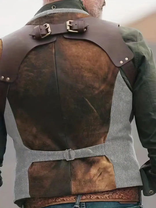 Herre V-hals Reversibel Vest i Vintage Stil 4