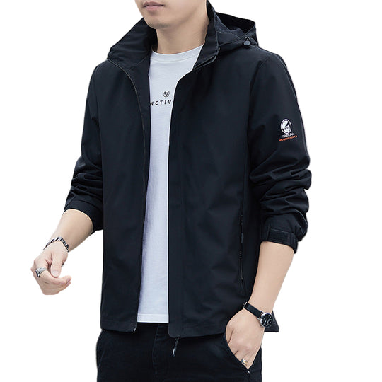 Herre Vindjakke med Avtagbar Hette og Vanntett Design 0