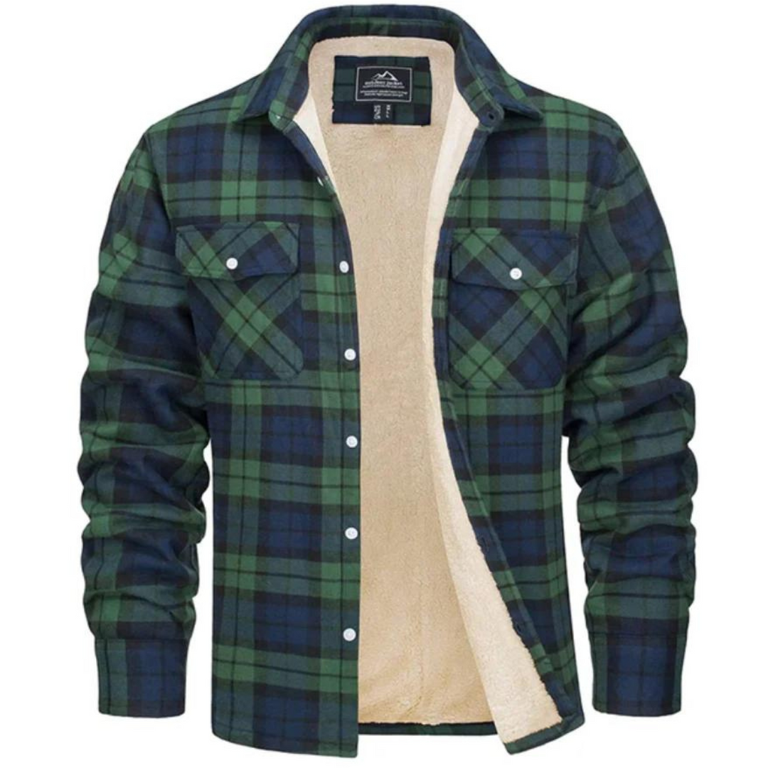 Herre Vinterjakke Rutete Fleece-foret med Knapper 2