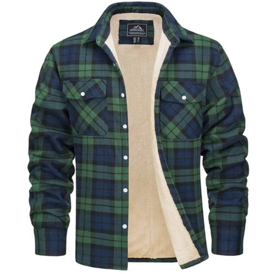 Herre Vinterjakke Rutete Fleece-foret med Knapper 2