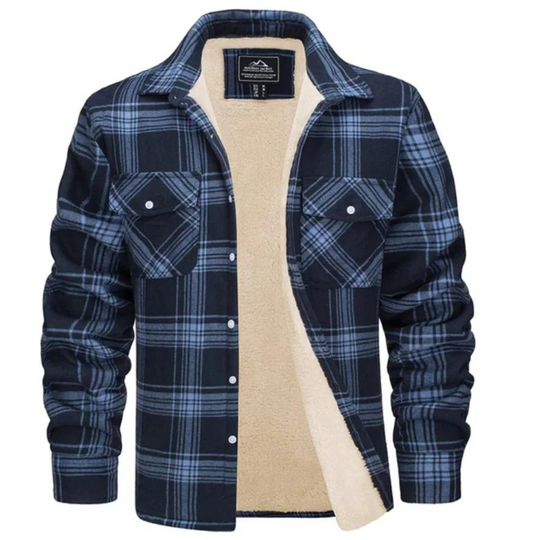 Herre Vinterjakke Rutete Fleece-foret med Knapper 6