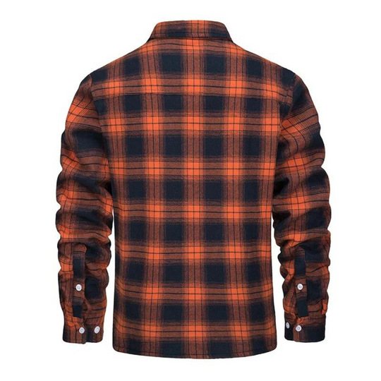 Herre Vinterjakke Rutete Fleece-foret med Knapper 8