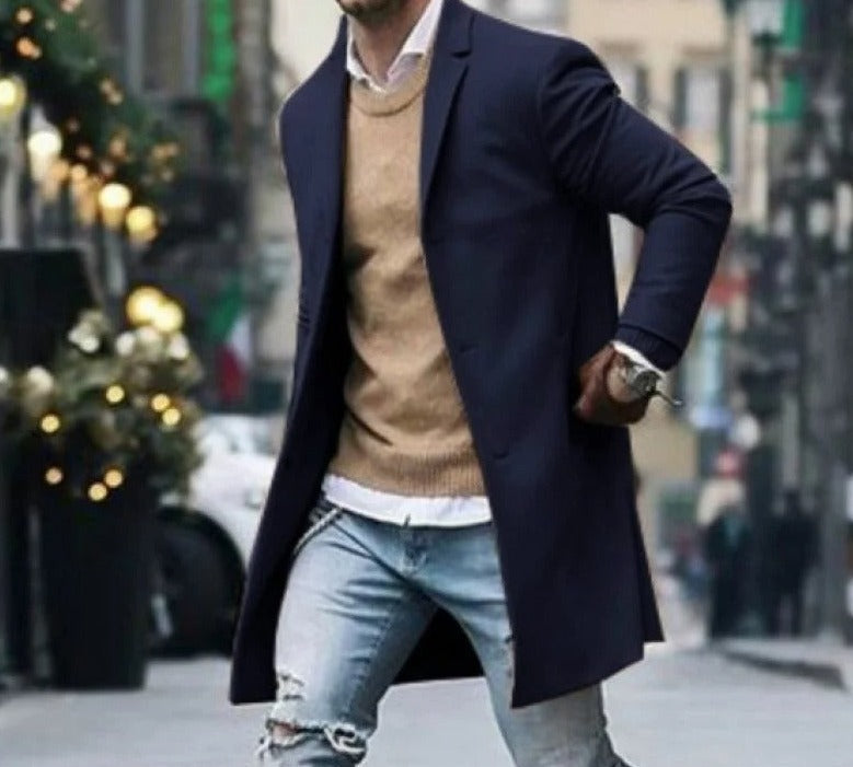 Herre Vinterjakke Slim Fit Vindresistent Ull 1