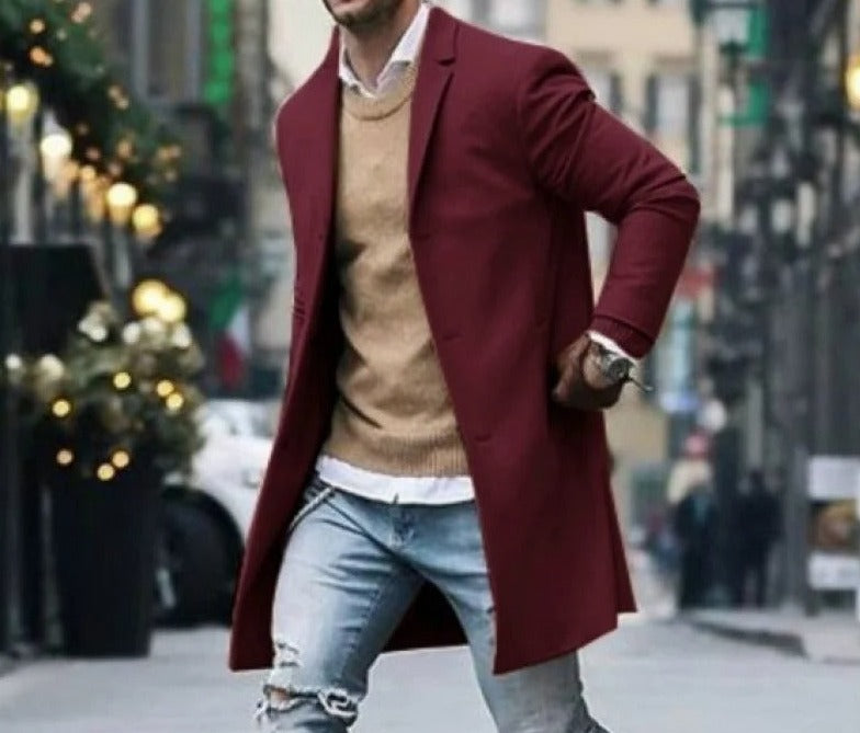 Herre Vinterjakke Slim Fit Vindresistent Ull 2