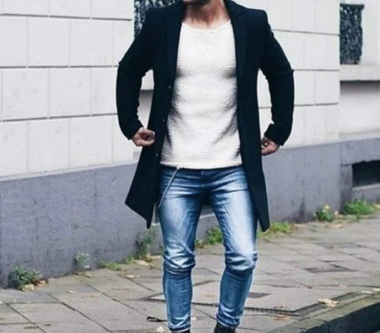 Herre Vinterjakke Slim Fit Vindresistent Ull 8