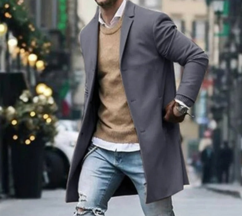Herre Vinterjakke Slim Fit Vindresistent Ull 9