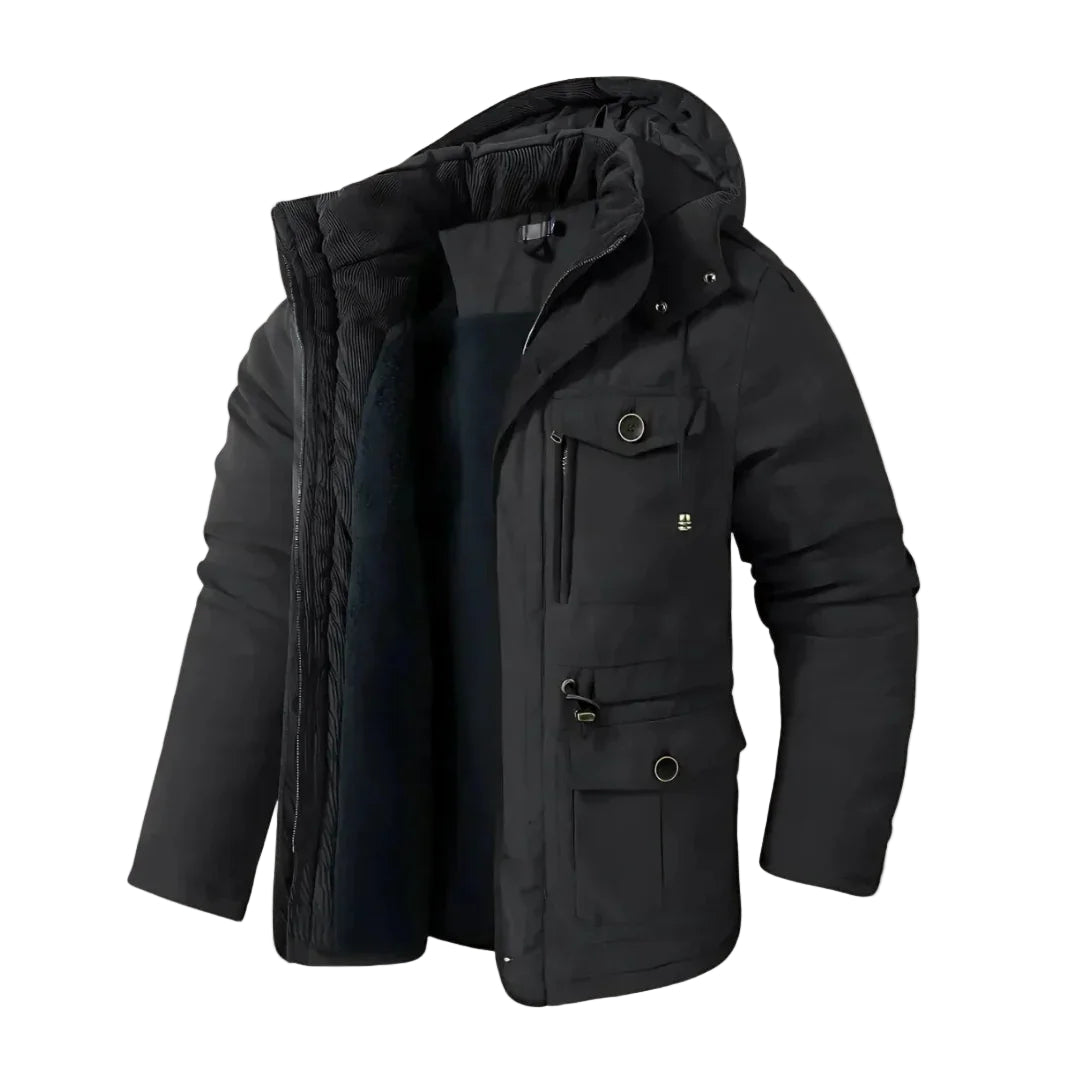 Herre Vinterparka med Pelsfôr 0