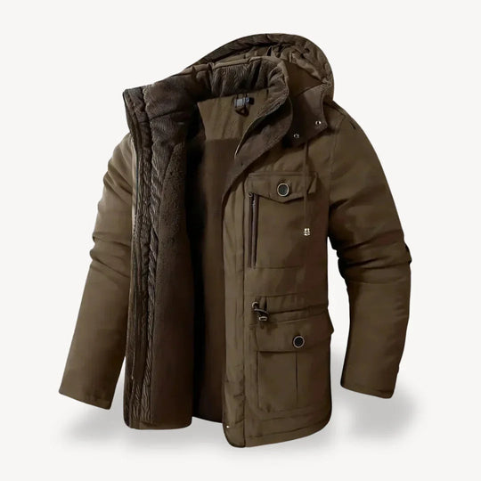 Herre Vinterparka med Pelsfôr 2