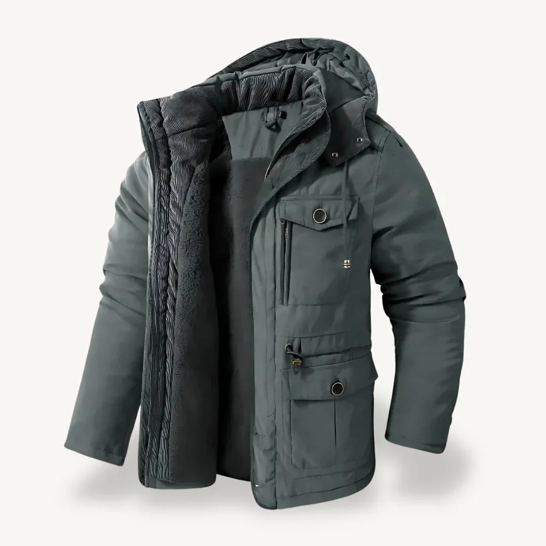 Herre Vinterparka med Pelsfôr 3