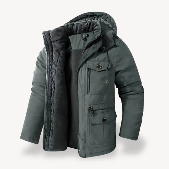 Herre Vinterparka med Pelsfôr 3