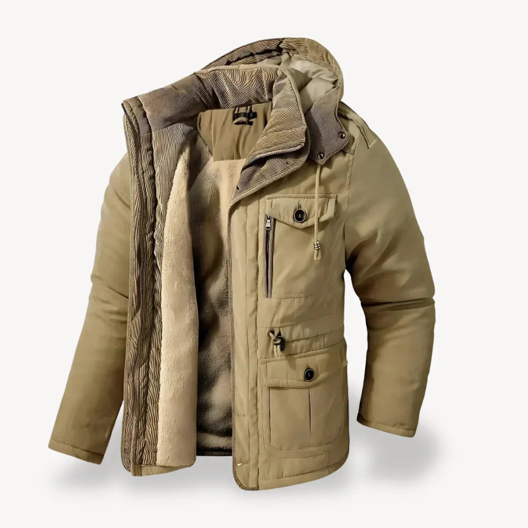 Herre Vinterparka med Pelsfôr 4