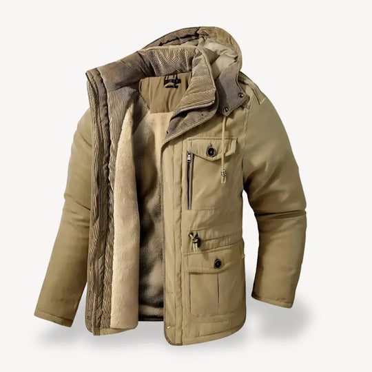 Herre Vinterparka med Pelsfôr 4