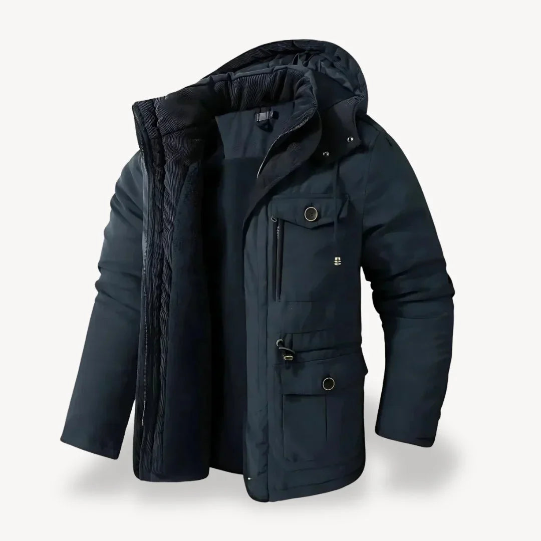 Herre Vinterparka med Pelsfôr 5
