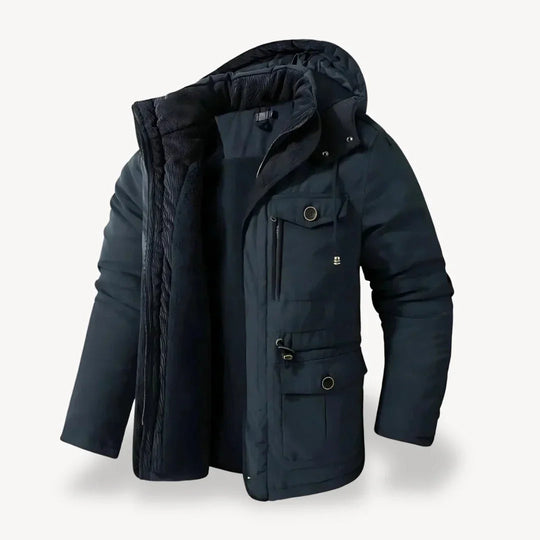Herre Vinterparka med Pelsfôr 5