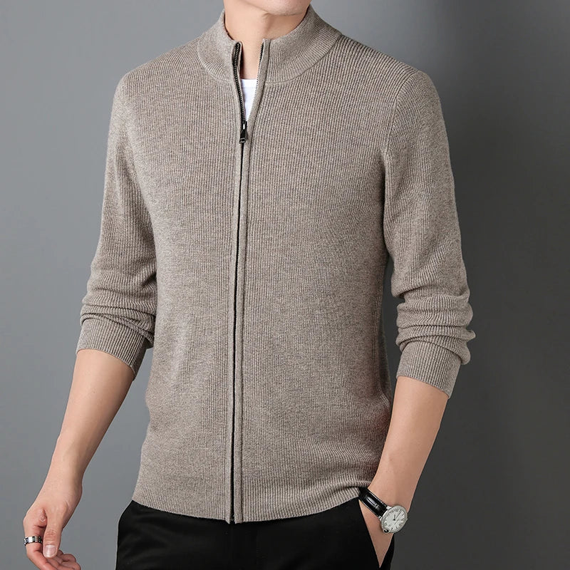 Herre Zip-Cardigan med Ståkrage - Allsidig Cardigan Jakke til Herre 1