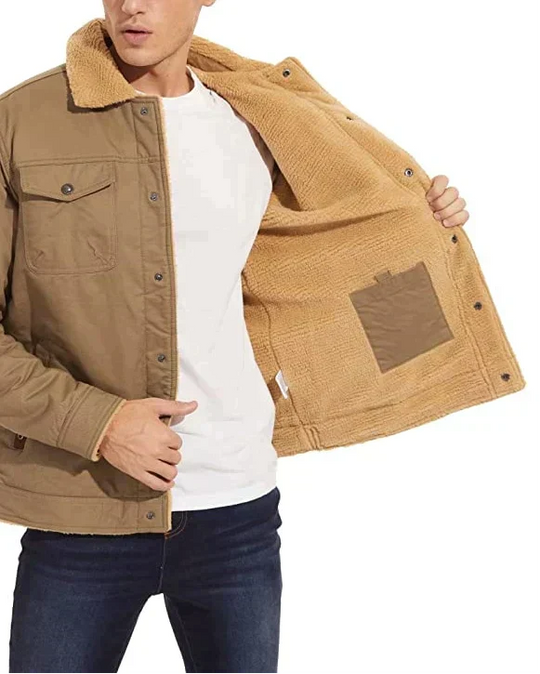 Herre vinterjakke med sherpafôr, vannavvisende, robust design 5