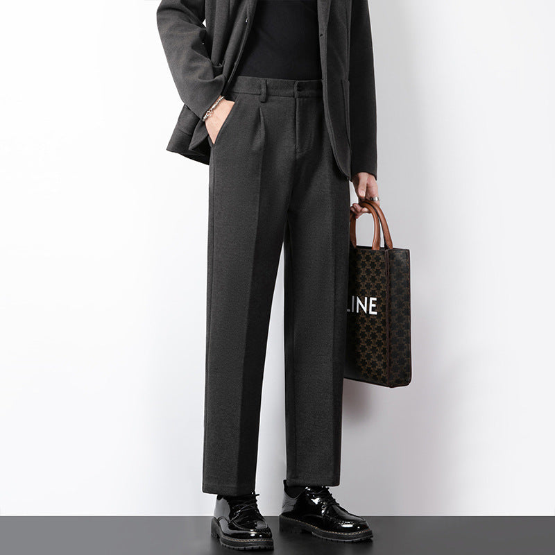 Herrebukse Slim Fit Ullblanding Minimalistisk Design 3