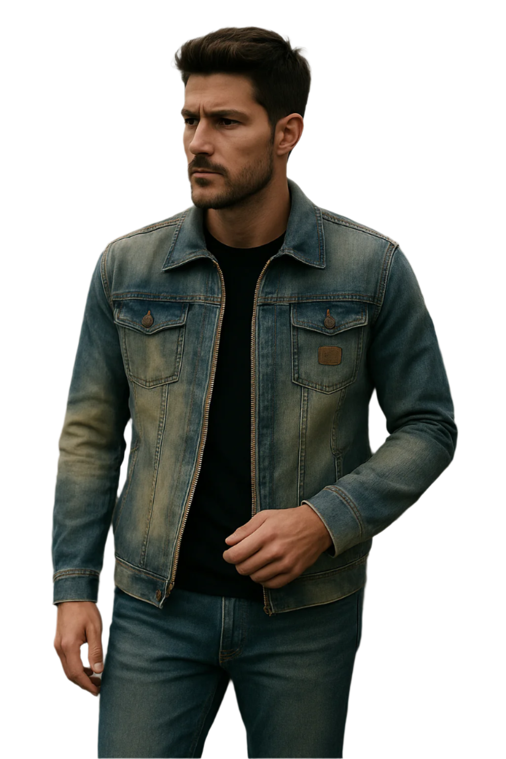 Herrejakke Spijkerjakke Knapplukking Robust Denim 0