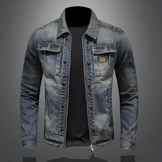 Herrejakke Spijkerjakke Knapplukking Robust Denim 2