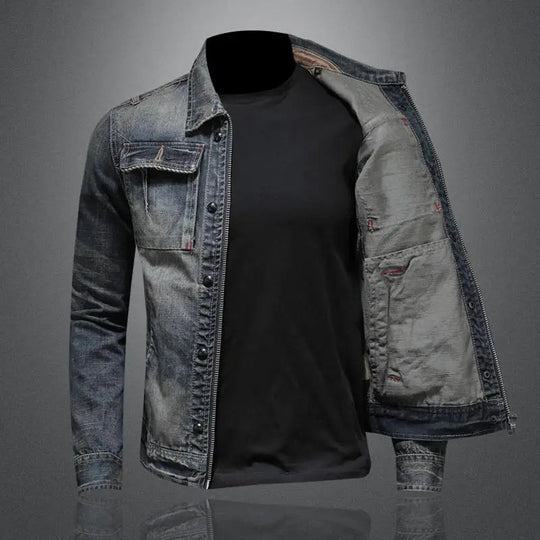 Herrejakke Spijkerjakke Knapplukking Robust Denim 3