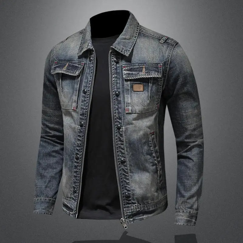 Herrejakke Spijkerjakke Knapplukking Robust Denim 4