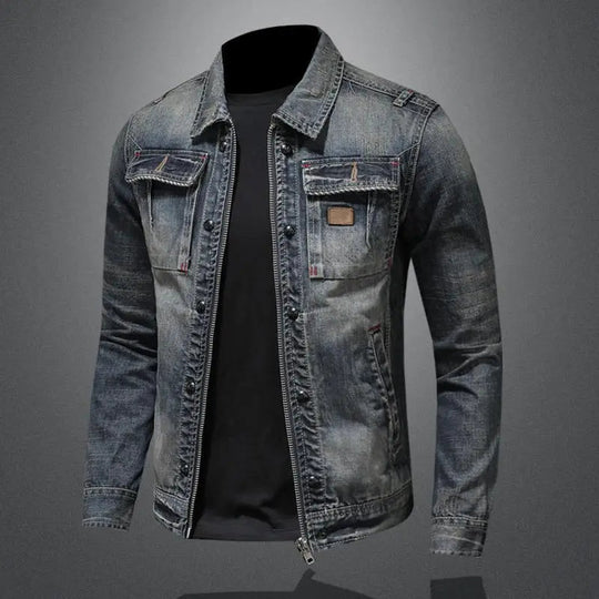 Herrejakke Spijkerjakke Knapplukking Robust Denim 4