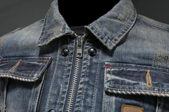 Herrejakke Spijkerjakke Knapplukking Robust Denim 6