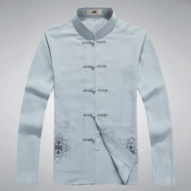 Herreklærsett med Japansk Stil Langermet Topp og Bukser 2