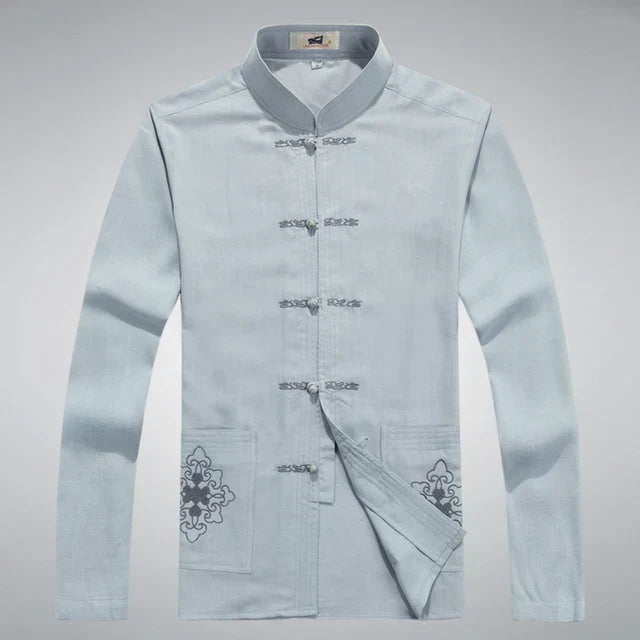 Herreklærsett med Japansk Stil Langermet Topp og Bukser 9