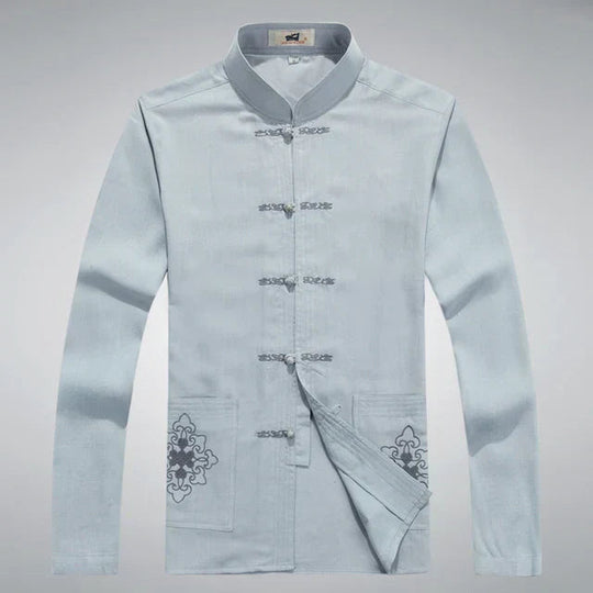 Herreklærsett med Japansk Stil Langermet Topp og Bukser 9