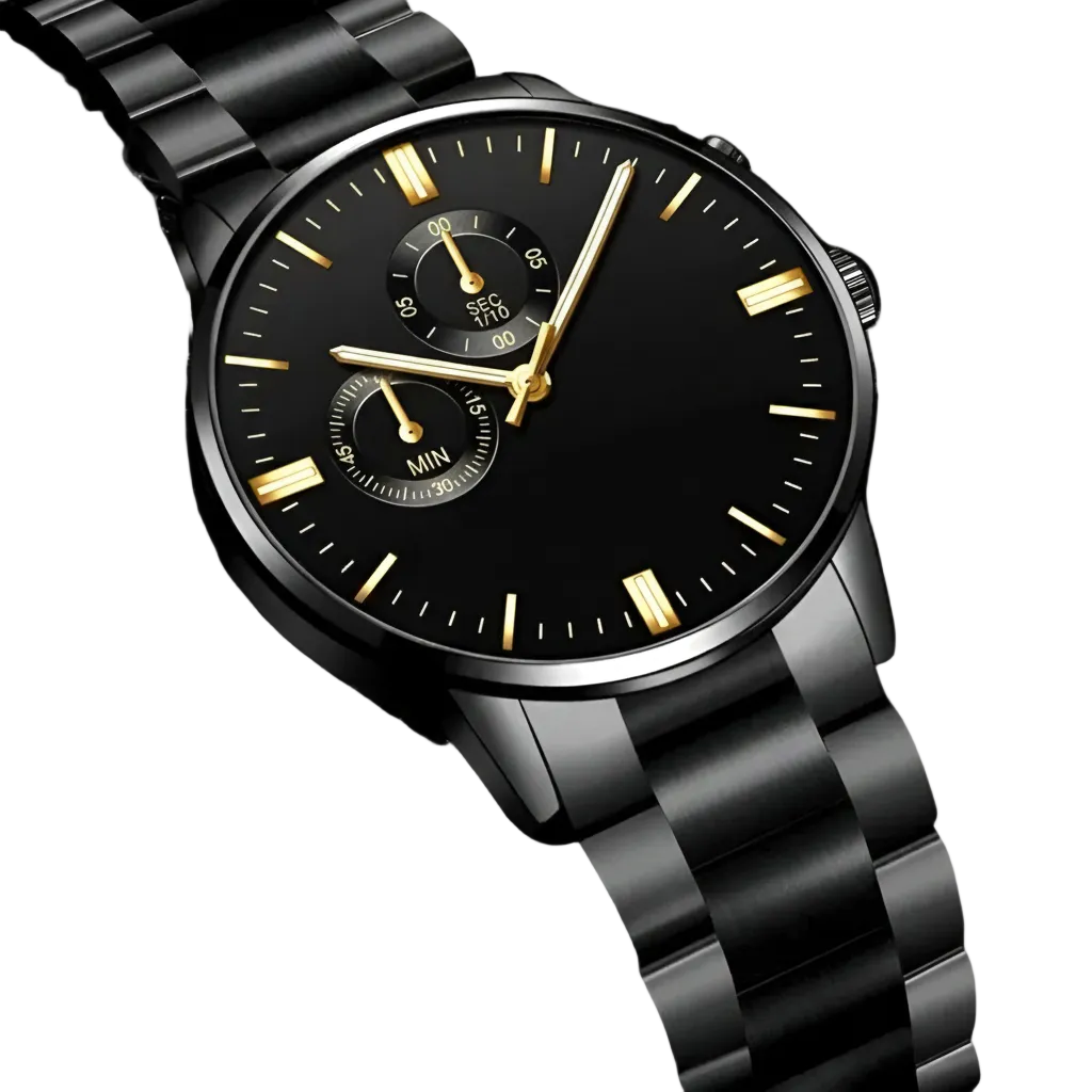 Herreklokke med Svart Design og Kalenderfunksjon 0