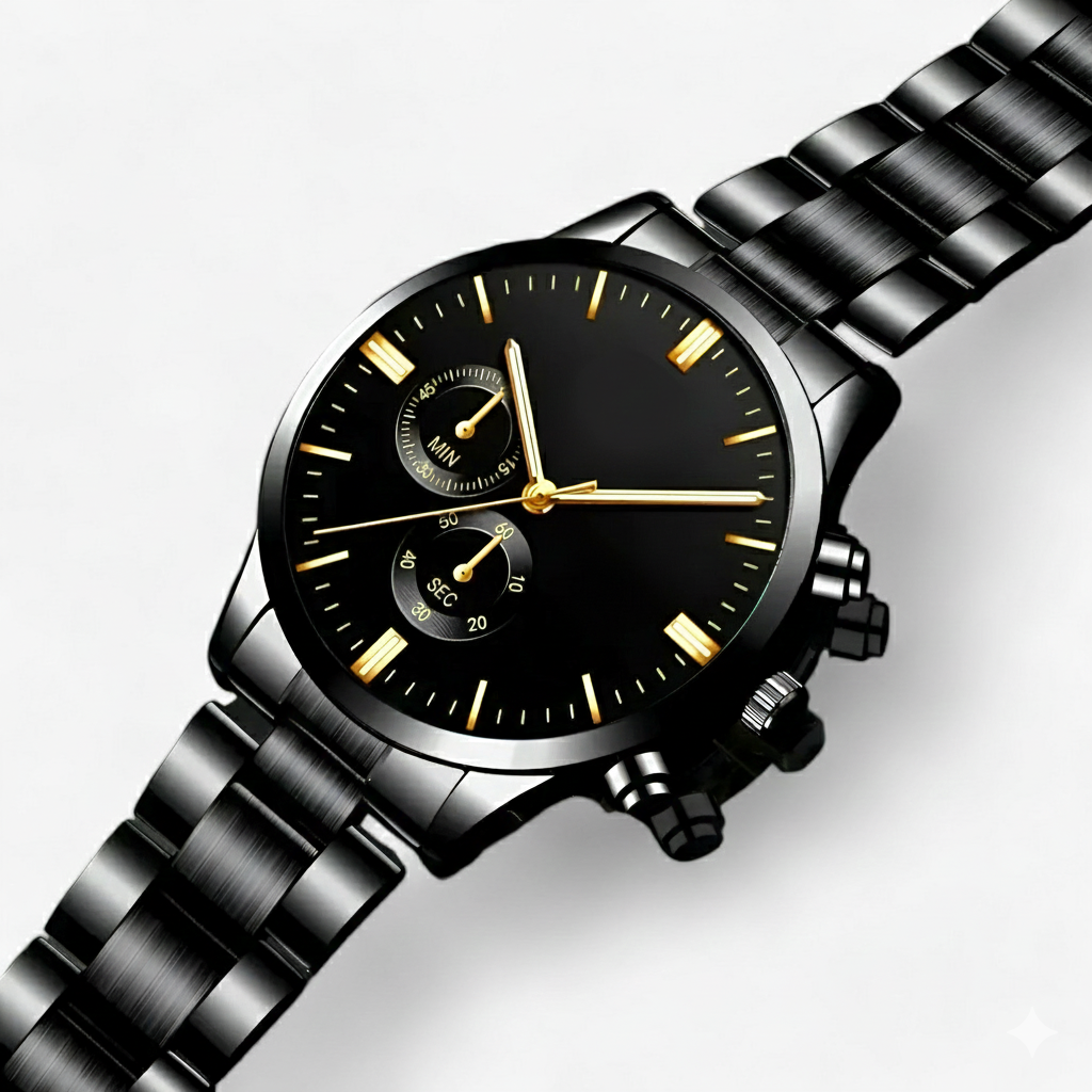 Herreklokke med Svart Design og Kalenderfunksjon 3