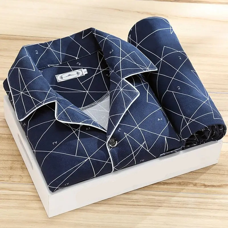 Herren Pyjamassett Klassisk Stil 7