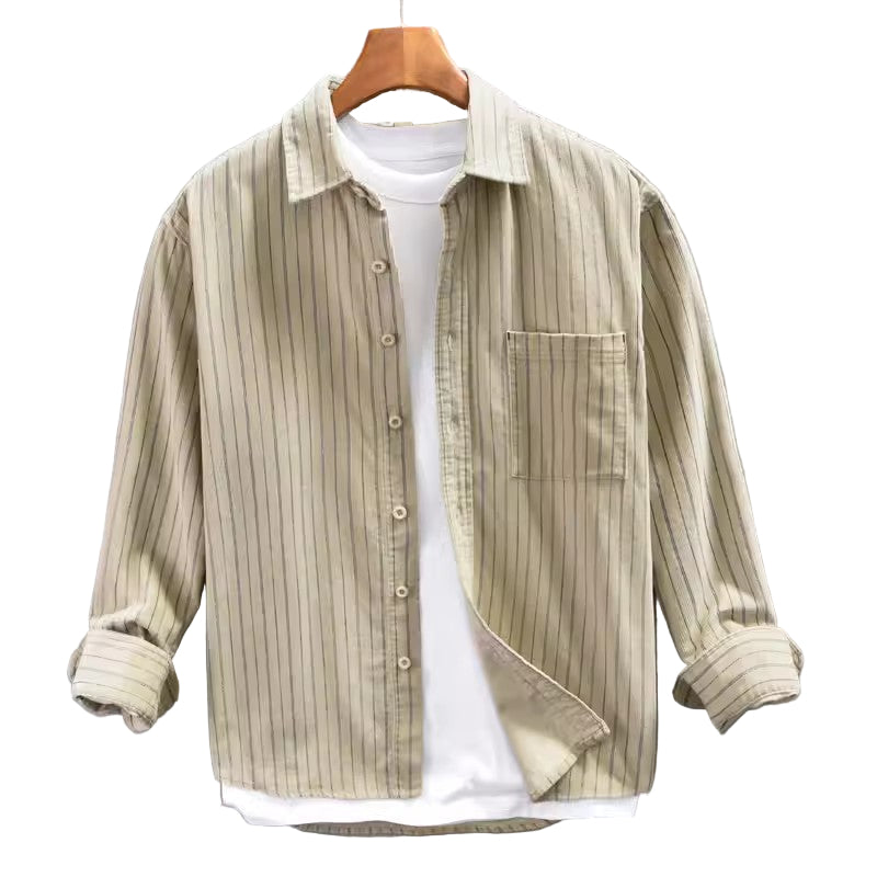 Herreskjorte Langermet Med Vertikale Striper Avslappet Stil 0