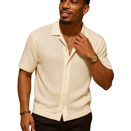 Herreskjorte Lett Sommerstil med Korte Ermer 0