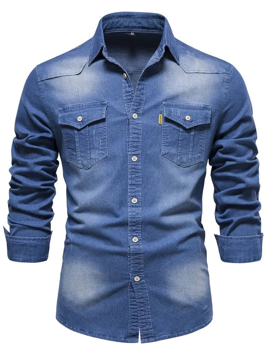 Herreskjorte i Denim med Fasjonabel Design 0