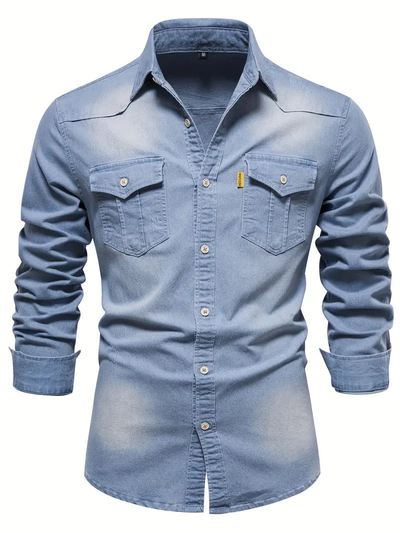 Herreskjorte i Denim med Fasjonabel Design 1