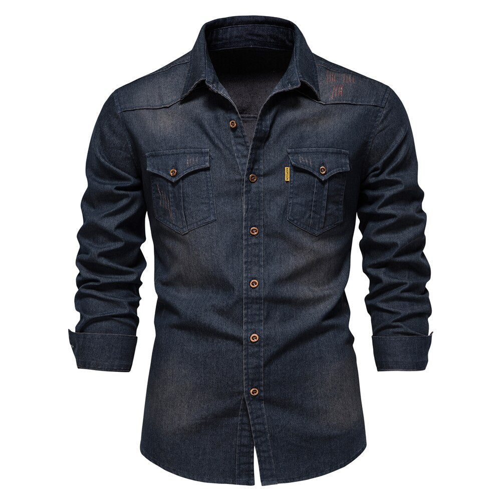 Herreskjorte i Denim med Fasjonabel Design 3