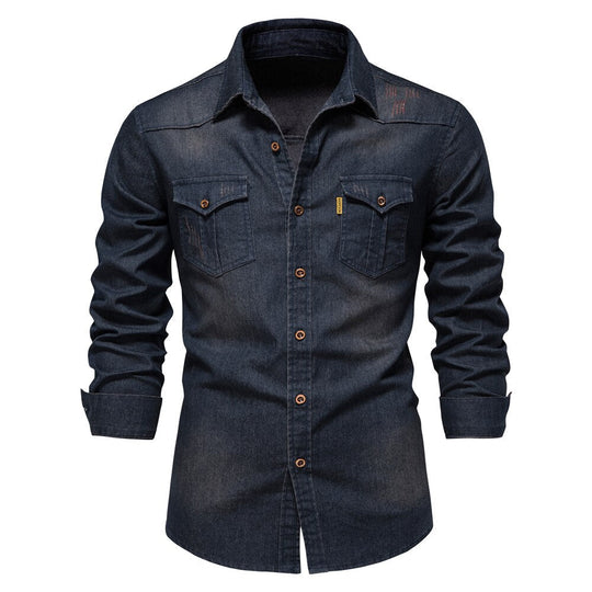 Herreskjorte i Denim med Fasjonabel Design 3