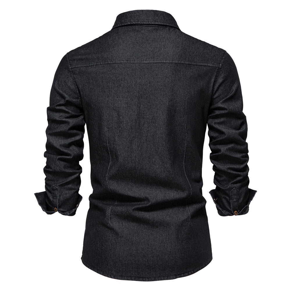 Herreskjorte i Denim med Fasjonabel Design 4