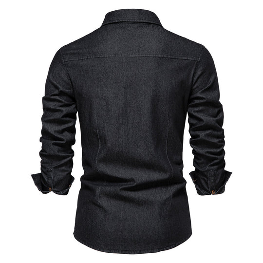 Herreskjorte i Denim med Fasjonabel Design 4