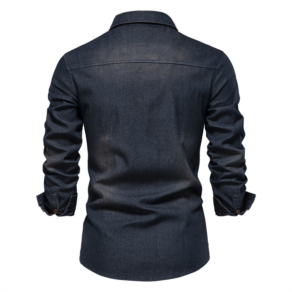Herreskjorte i Denim med Fasjonabel Design 5