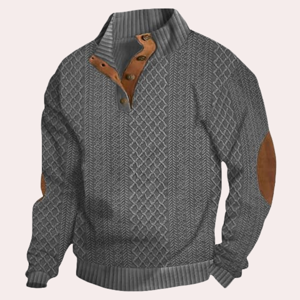 Herresweater med kraveknapper Trendy 1