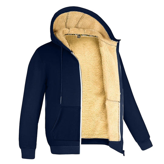 Hettegenser Herre Med Glidelås i Lammeull og Fleece, Slim Fit, Moderne Design 1