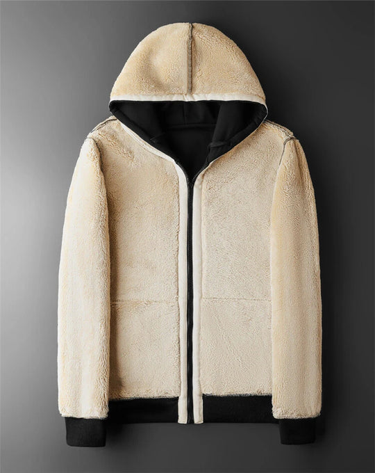 Hettegenser Herre Med Glidelås i Lammeull og Fleece, Slim Fit, Moderne Design 3