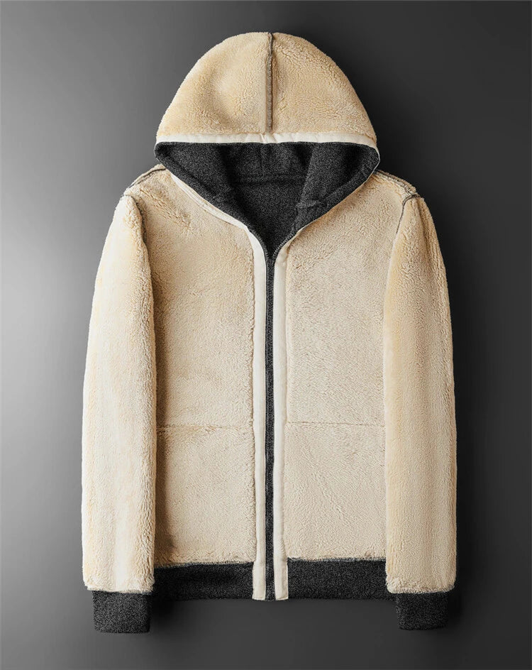 Hettegenser Herre Med Glidelås i Lammeull og Fleece, Slim Fit, Moderne Design 5