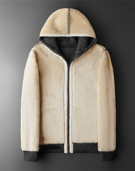 Hettegenser Herre Med Glidelås i Lammeull og Fleece, Slim Fit, Moderne Design 5