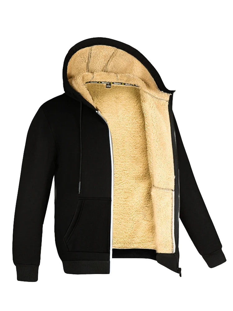 Hettegenser Herre Med Glidelås i Lammeull og Fleece, Slim Fit, Moderne Design 6