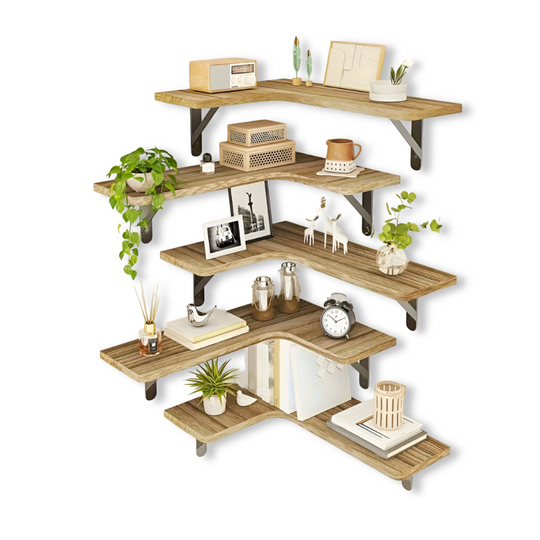 Hjørnehylle Sett i 3/5 Deler for Allsidig Veggdekorasjon 8